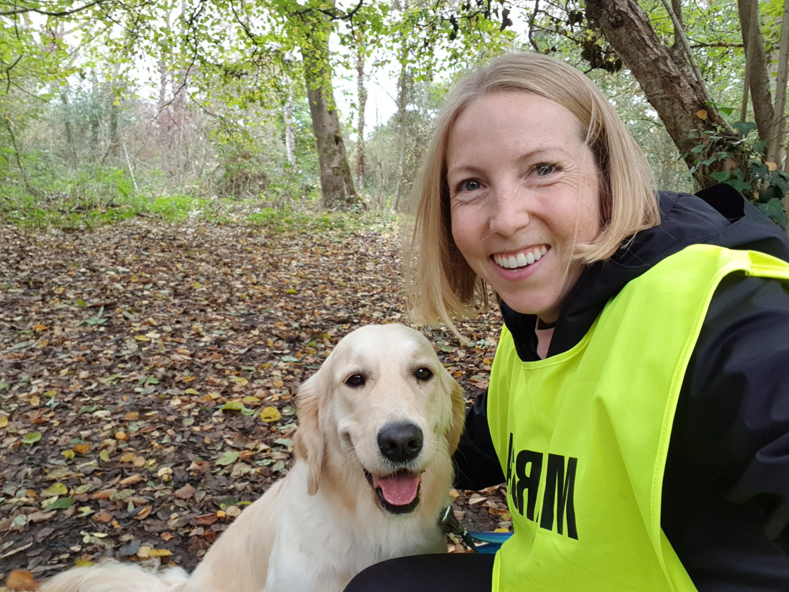Angharad with her Golden Retriever dog
